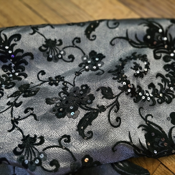 R&M RICHARDS Womens Grey Black Sequined Lace Jacket Plus 24W - Picture 3 of 10